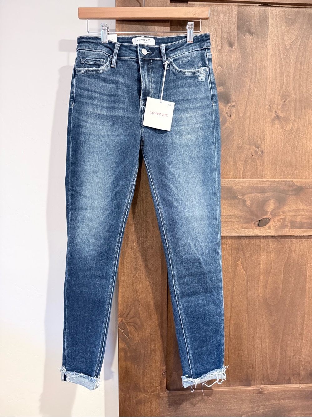 Lovervet Indigo Skinny Jeans with Frayed Hem ~ Size 29/9 NWT